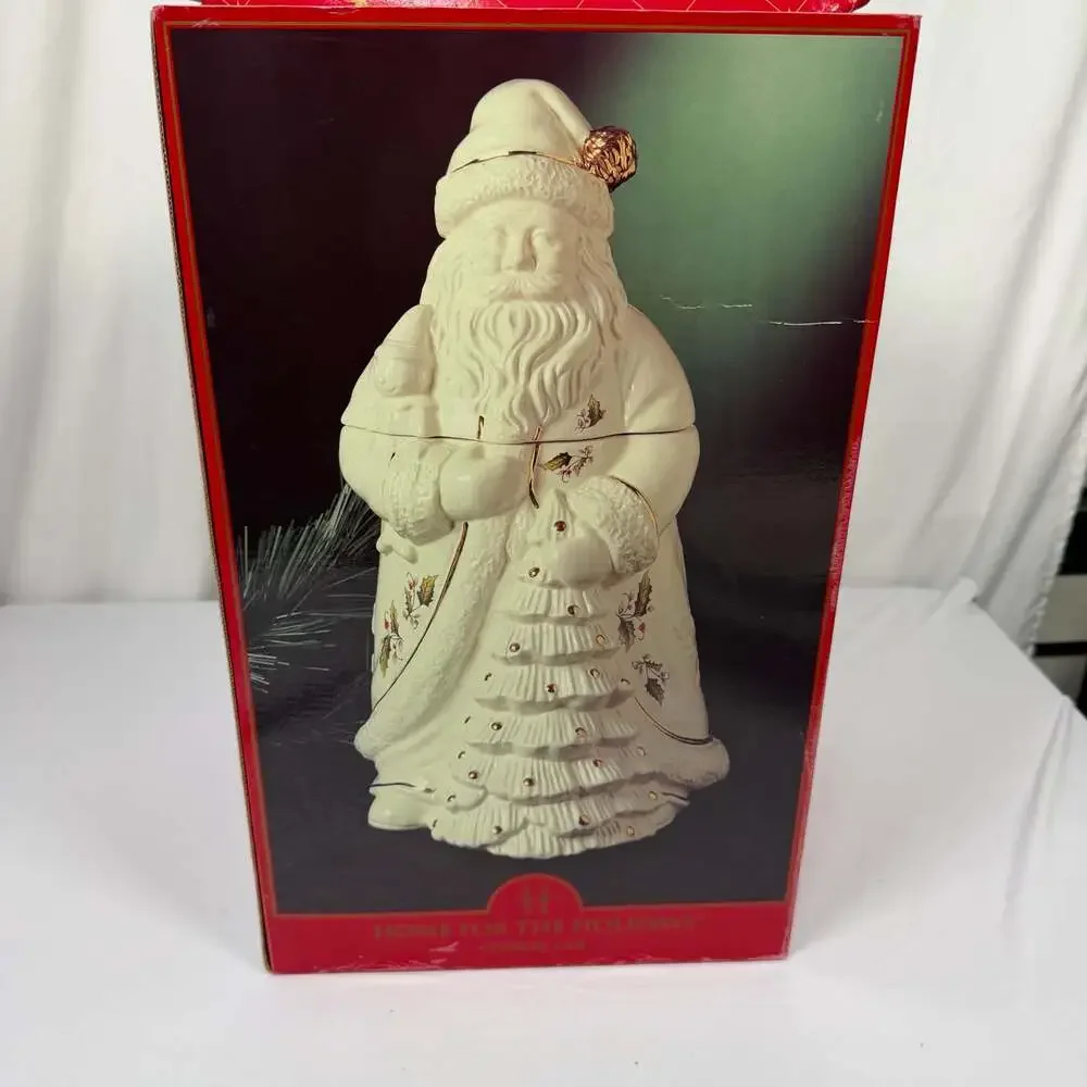 Home for the Holidays Ceramic Santa Claus Christmas Cookie Jar with Original Box